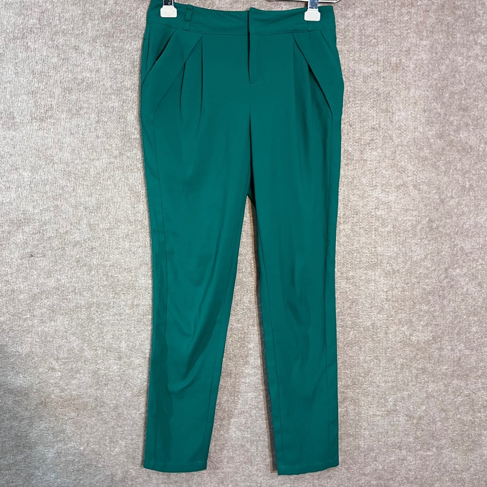 Vero Moda Iconic Slim Carrot Pants Womens 28x29 Green Pleated Tapered Career